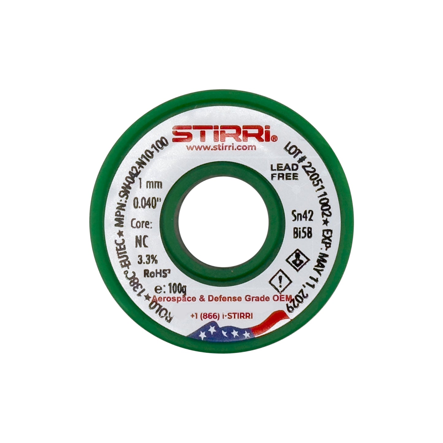 LT-042 - Sn42Bi58 low-temperature lead-free solder wire - 115g spool (4oz)