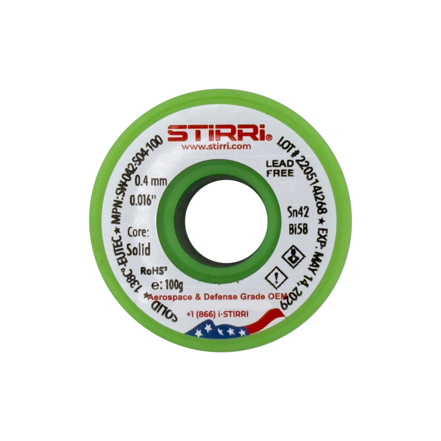 LT-042 - Sn42Bi58 low-temperature lead-free solder wire - 115g spool (4oz)