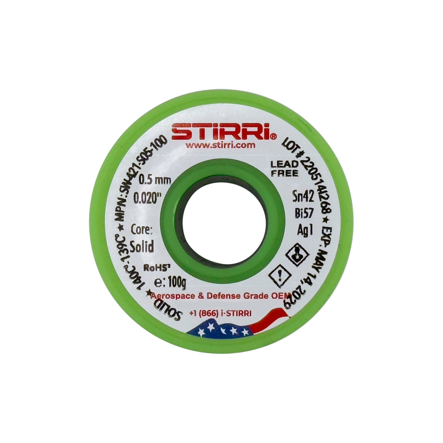 LT-421 - Sn42Bi57Ag1 low-temperature lead-free solder wire - 100g spool